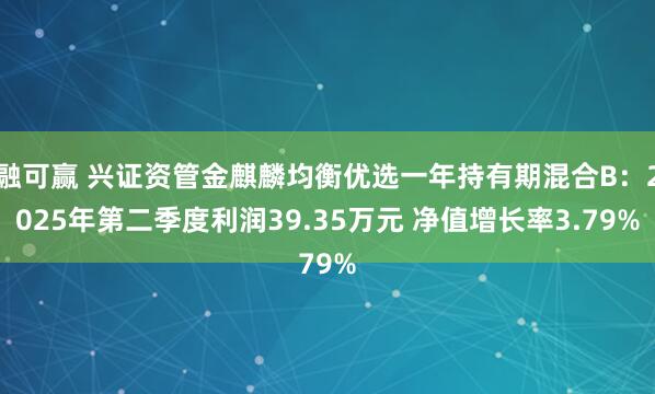 融可赢 兴证资管金麒麟均衡优选一年持有期混合B：2025年第二季度利润39.35万元 净值增长率3.79%