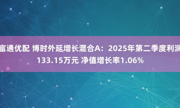 富通优配 博时外延增长混合A：2025年第二季度利润133.15万元 净值增长率1.06%