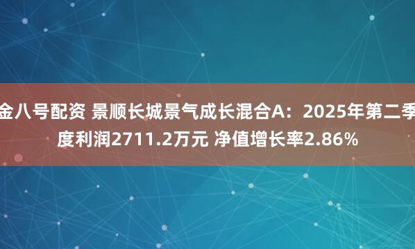 金八号配资 景顺长城景气成长混合A：2025年第二季度利润2711.2万元 净值增长率2.86%